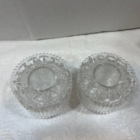VTG 50's Flower Fashioner Set of 2 Crystal Plastic Flower Candle Holder No. 650 - Picture 8 of 9